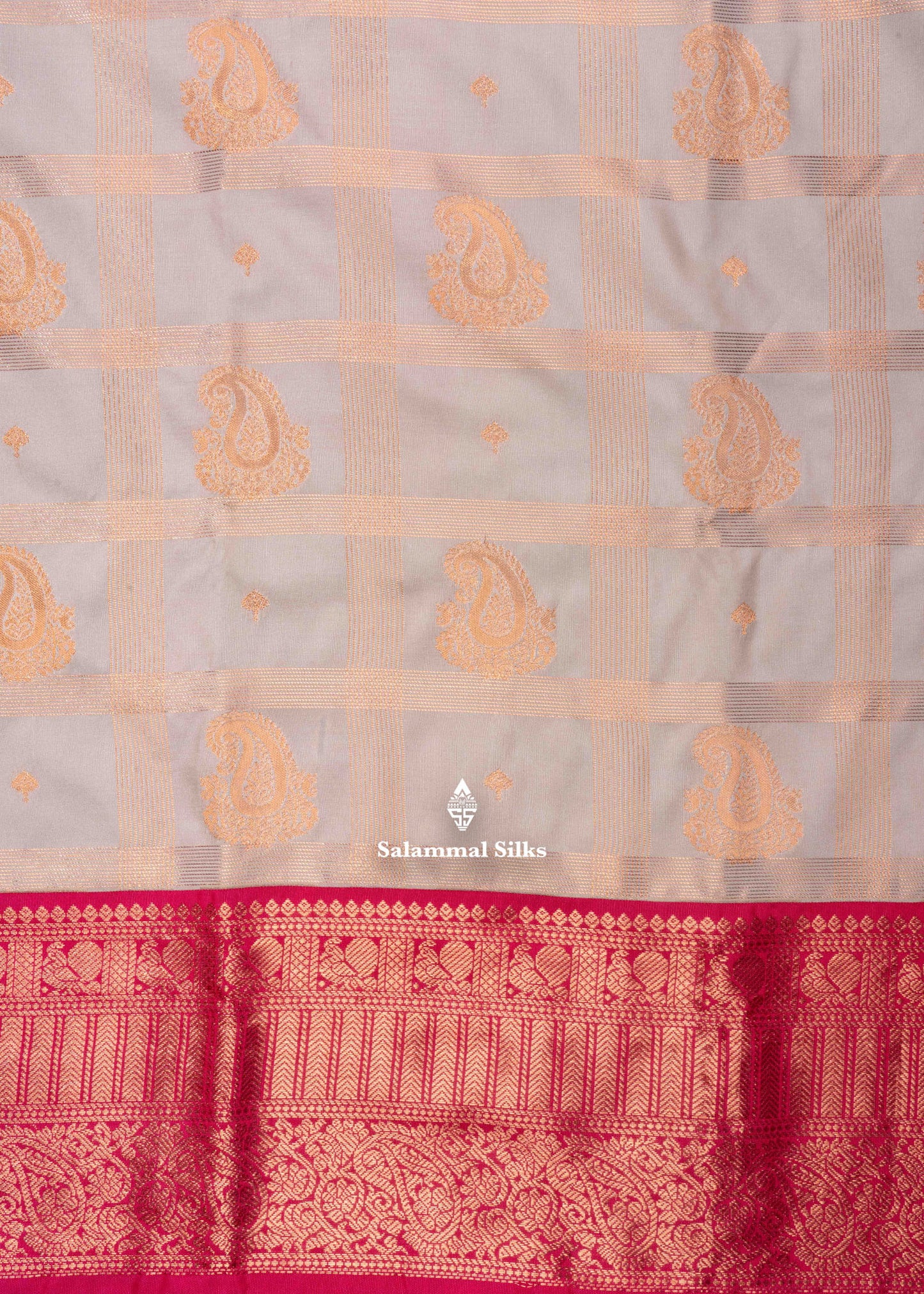 Light Sandal Semi Silk Saree With Copper Zari Border