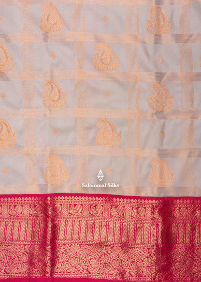 Light Sandal Semi Silk Saree With Copper Zari Border