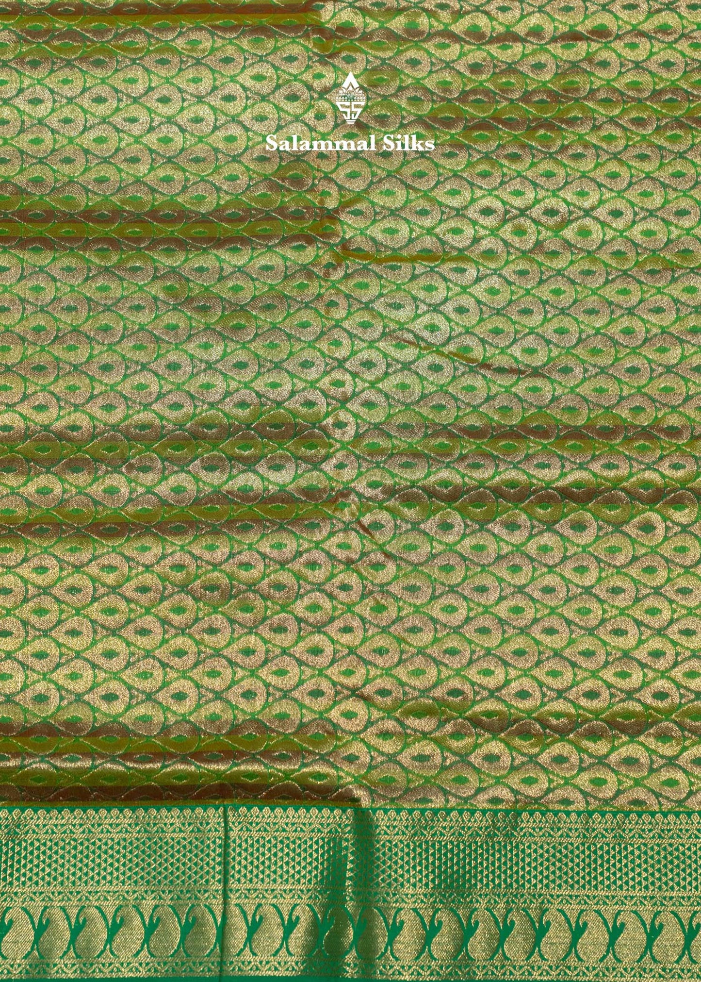 9 Yards Semi Silk Saree Maroon & Brown Colour with Green Border