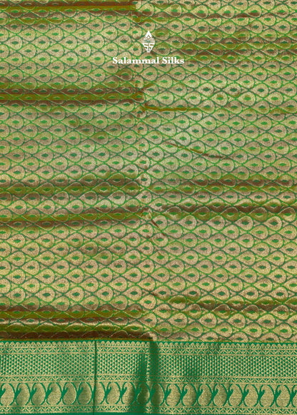 9 Yards Semi Silk Saree Maroon & Brown Colour with Green Border