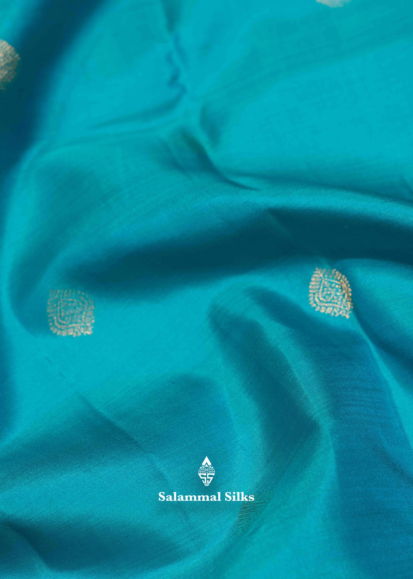 Sapphire Green Colour Kanjivaram Pure Silk Saree With Gold Zari Border