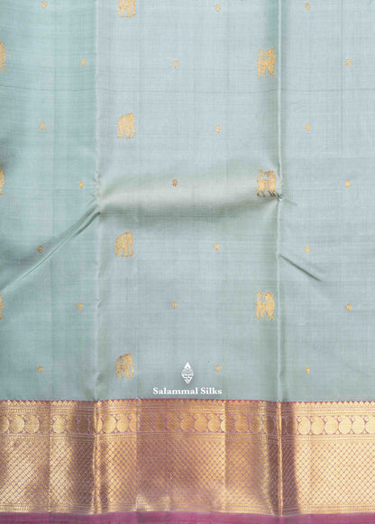 Kanjivaram Elaichi Green Pure Silk Saree With Onion Pink Blouse