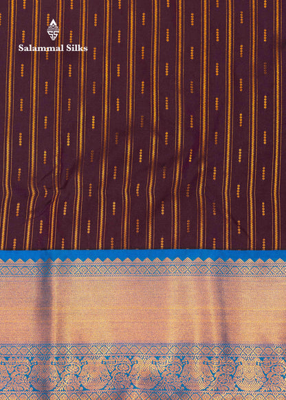 Sandal Colour Semi Silk Saree With Peacock Blue Copper Zari Border