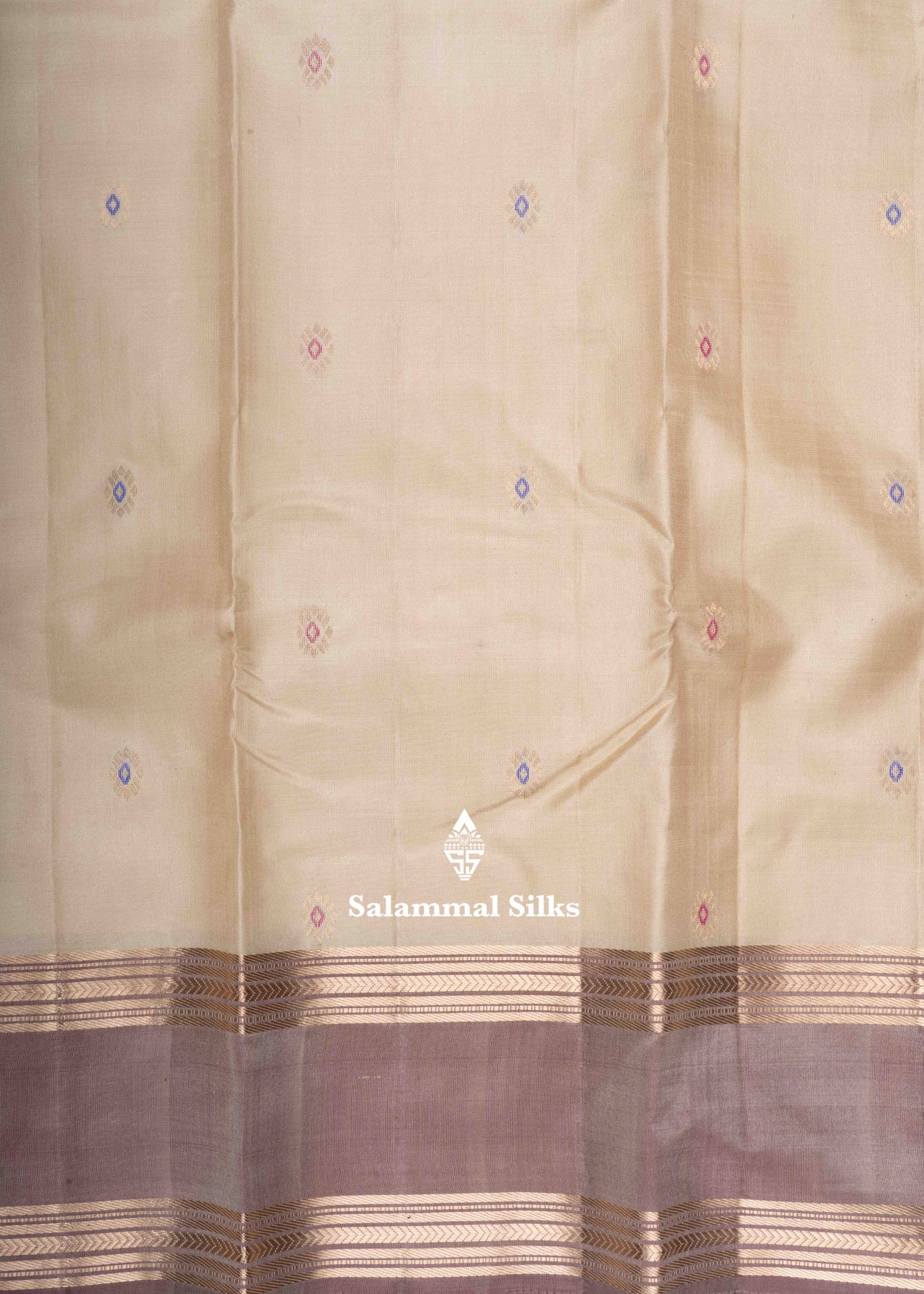 Kanjivaram Beige Pure Silk Saree With Light Brown Blouse