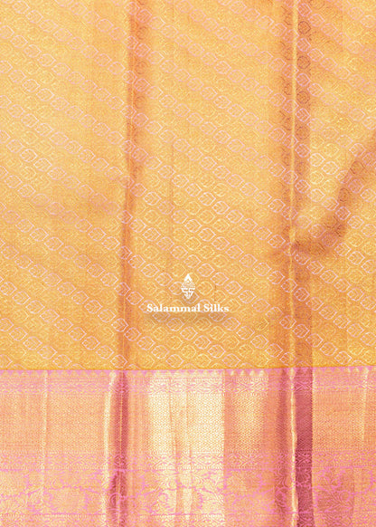 Multicolor Kanjivaram Pure Tissue Silk Saree with Baby Pink Border