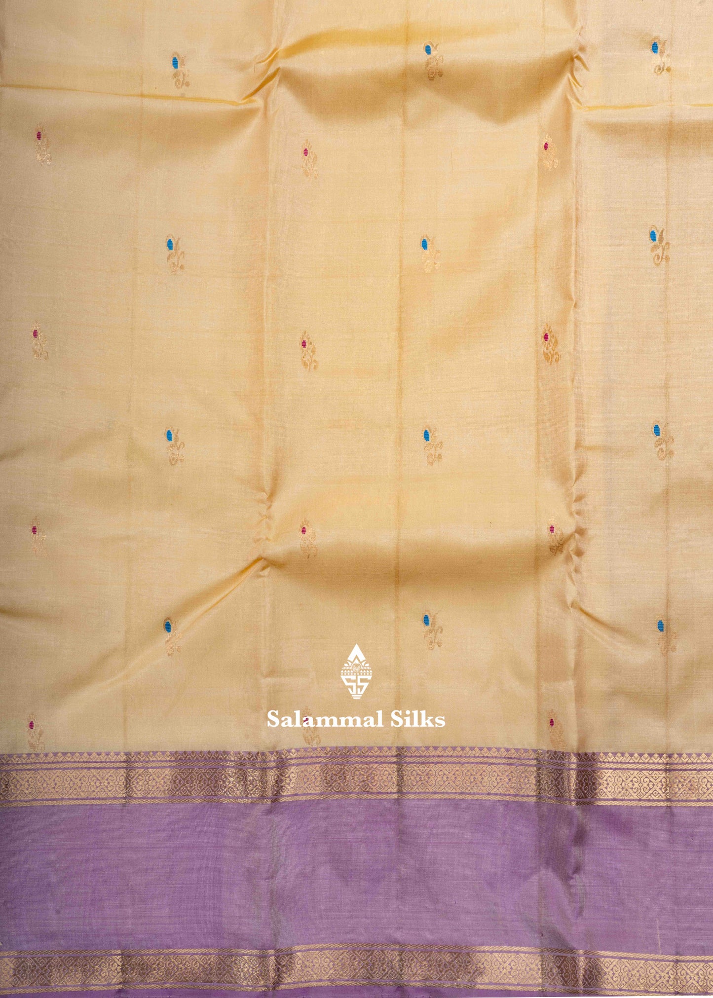 Kanjivaram Sandal Pure Silk Saree With Cream Lavender Blouse