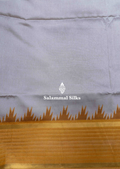 Silver Colour Semi Tussar Fancy Saree With Mustard Yellow Blouse