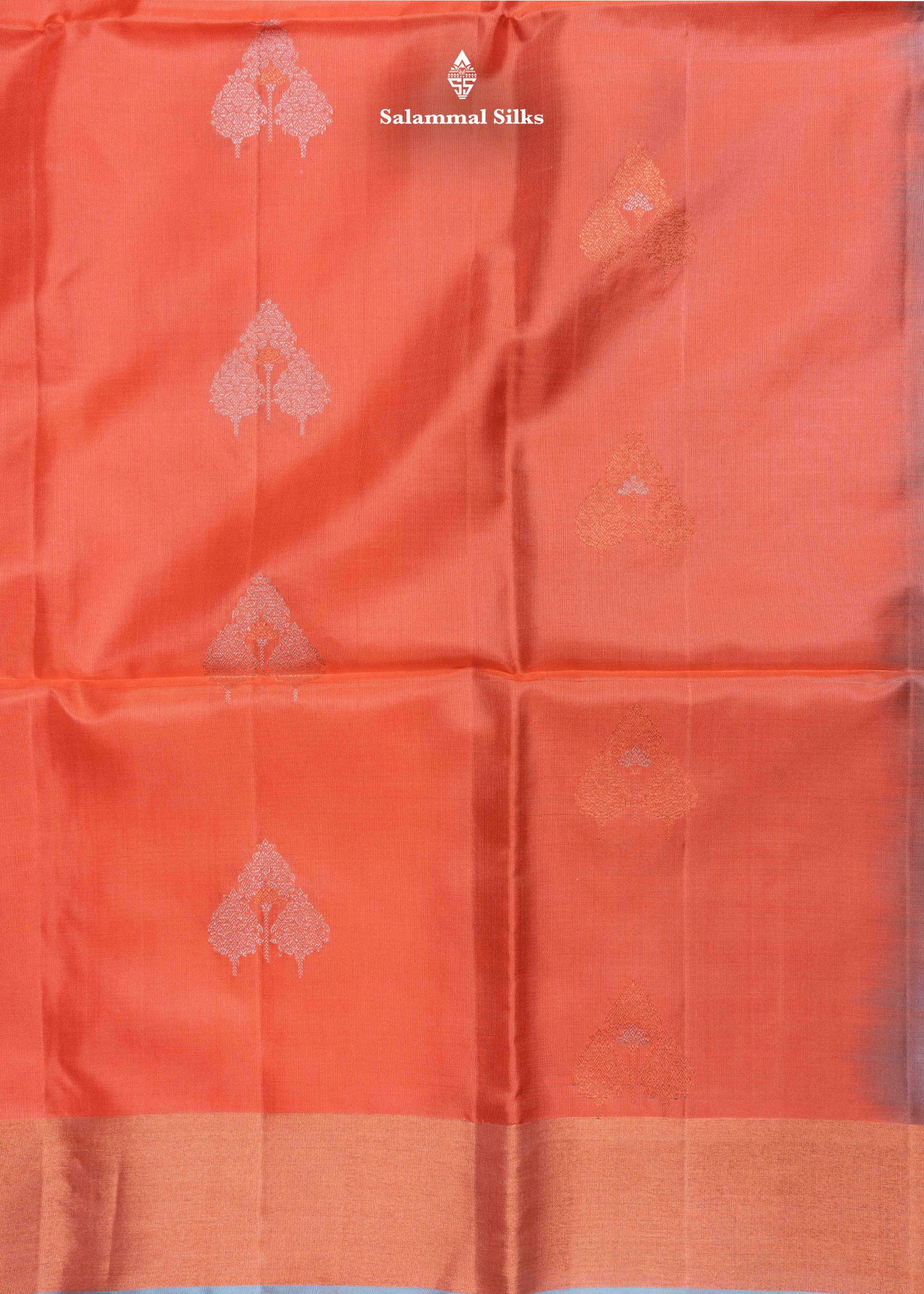 Kanjivaram Peach Colour Pure Soft Silk Saree With Sapphire Blue Blouse