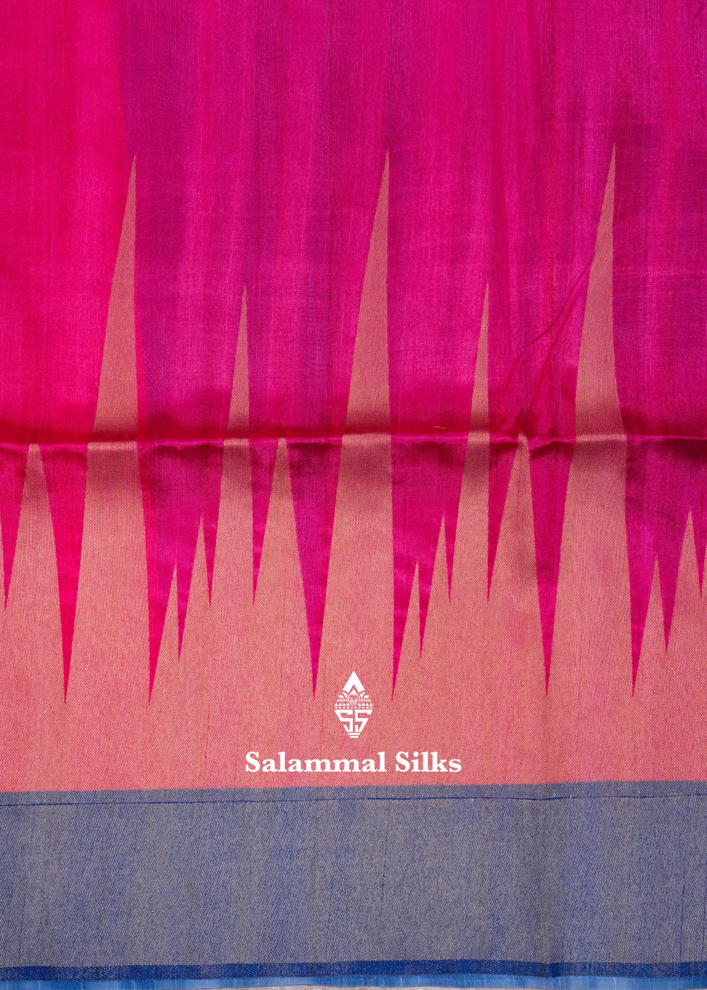 Navy Blue Semi Tussar Fancy Saree With Traditional Ganga & Jamuna Border