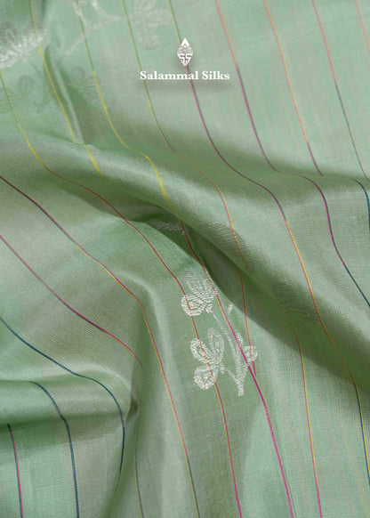 Cream Green Kanjivaram Fancy Pure Silk Saree With Designer Baby Pink Blouse