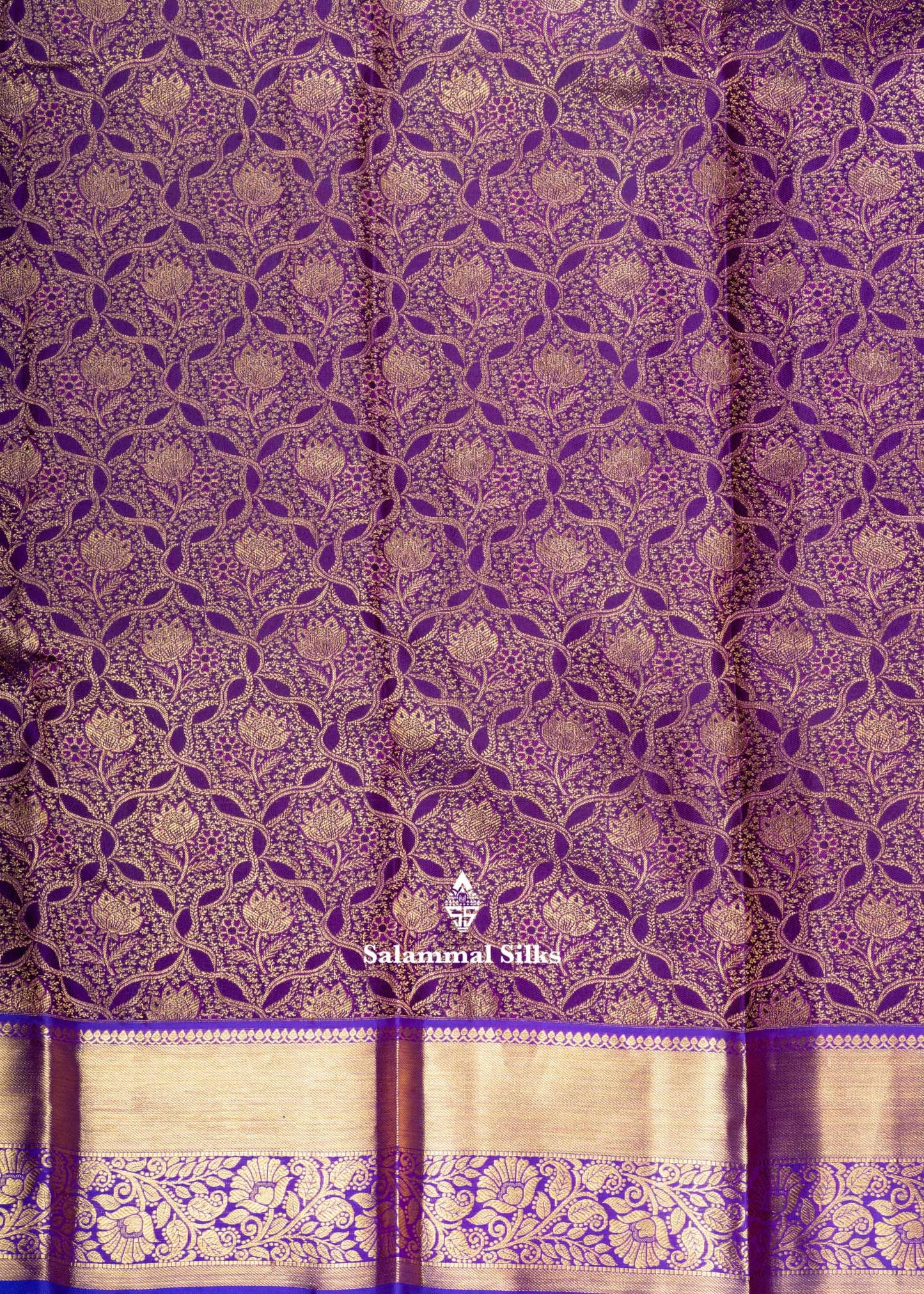 Kanjivaram Violet Pure Silk Saree With Grand Blouse