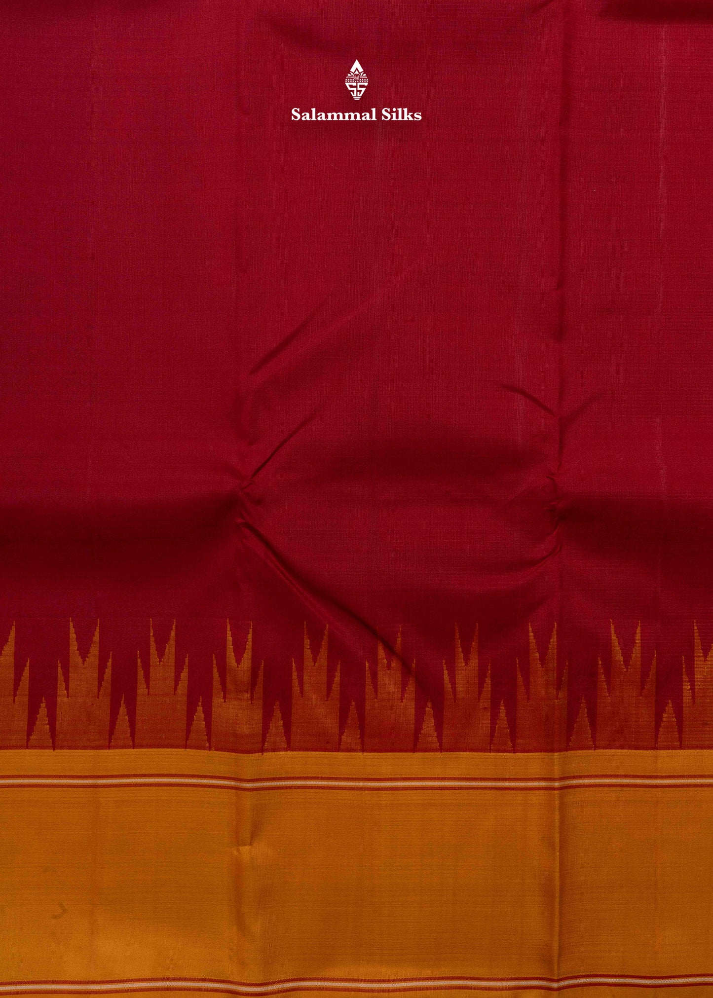 Kanjivaram Maroon Pure Silk Saree With Mustard Yellow Traditional Temple Border