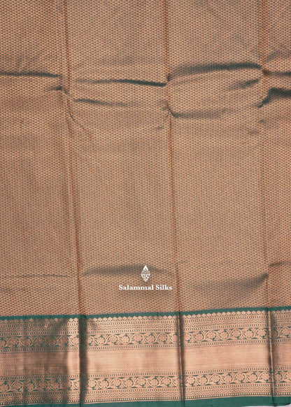 Chilly Red Colour Semi Silk Saree With Copper Zari Bottle Green Border