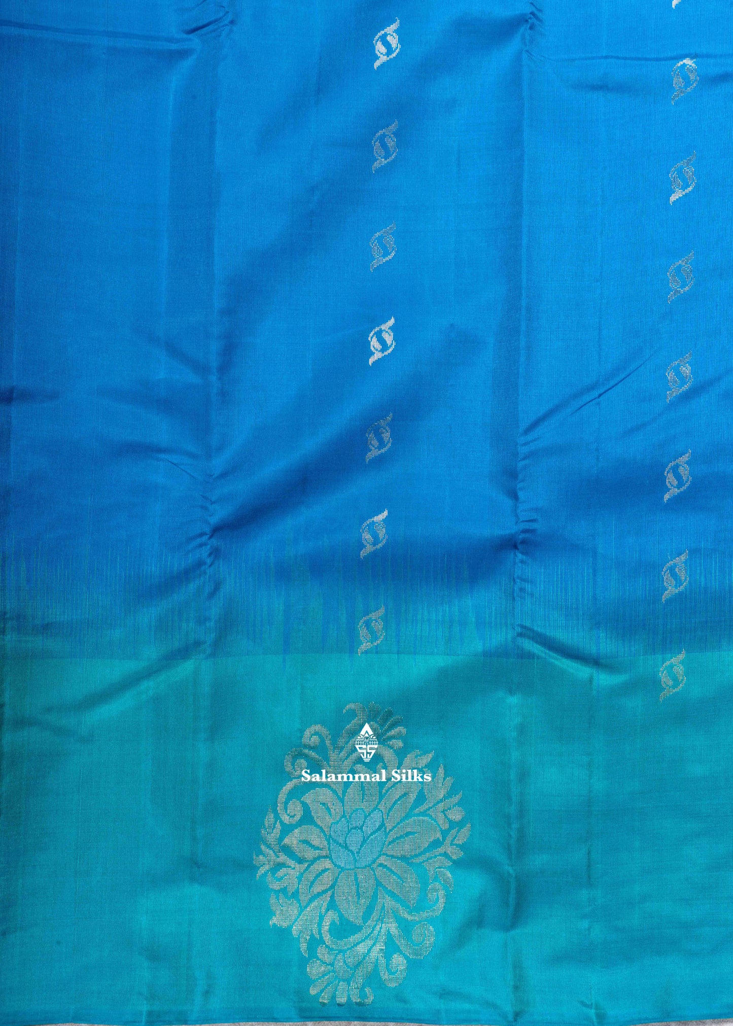 Kanjivaram Blue Fancy Pure Silk Saree With Sea Green Blouse