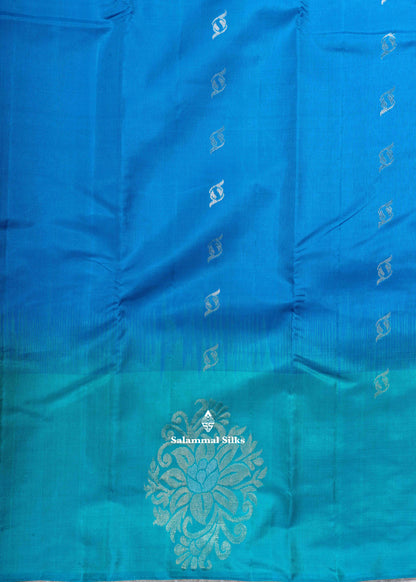 Kanjivaram Blue Fancy Pure Silk Saree With Sea Green Blouse