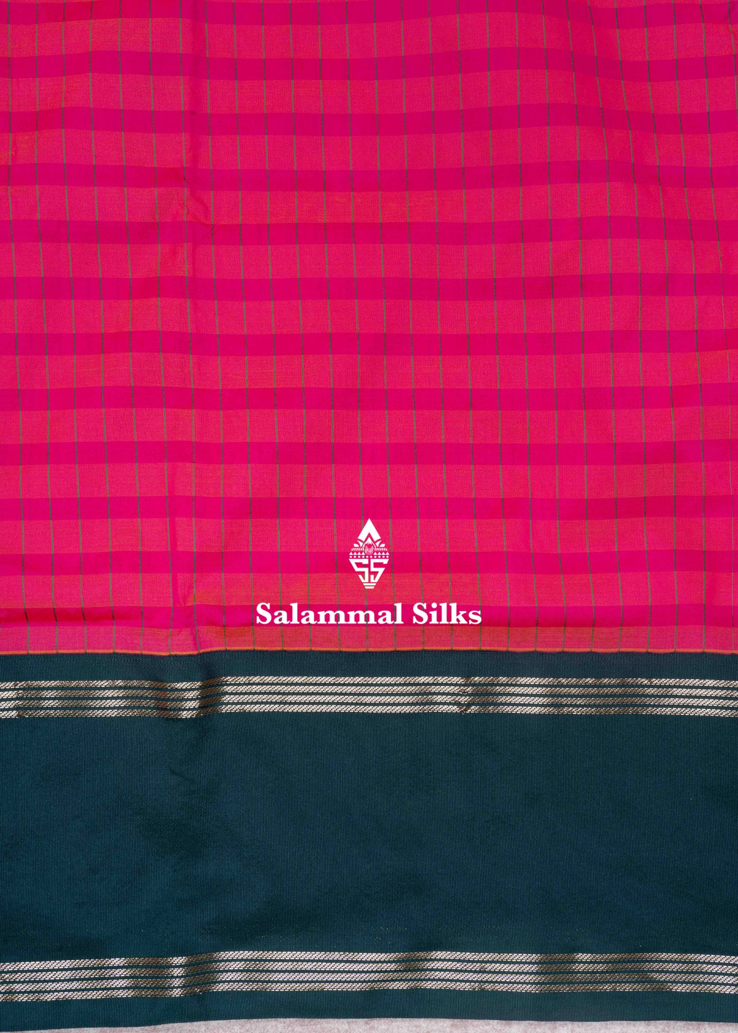 9 Yards Semi Silk Saree Pink & Pinkish Orange Colour with Bottle Green Double Border