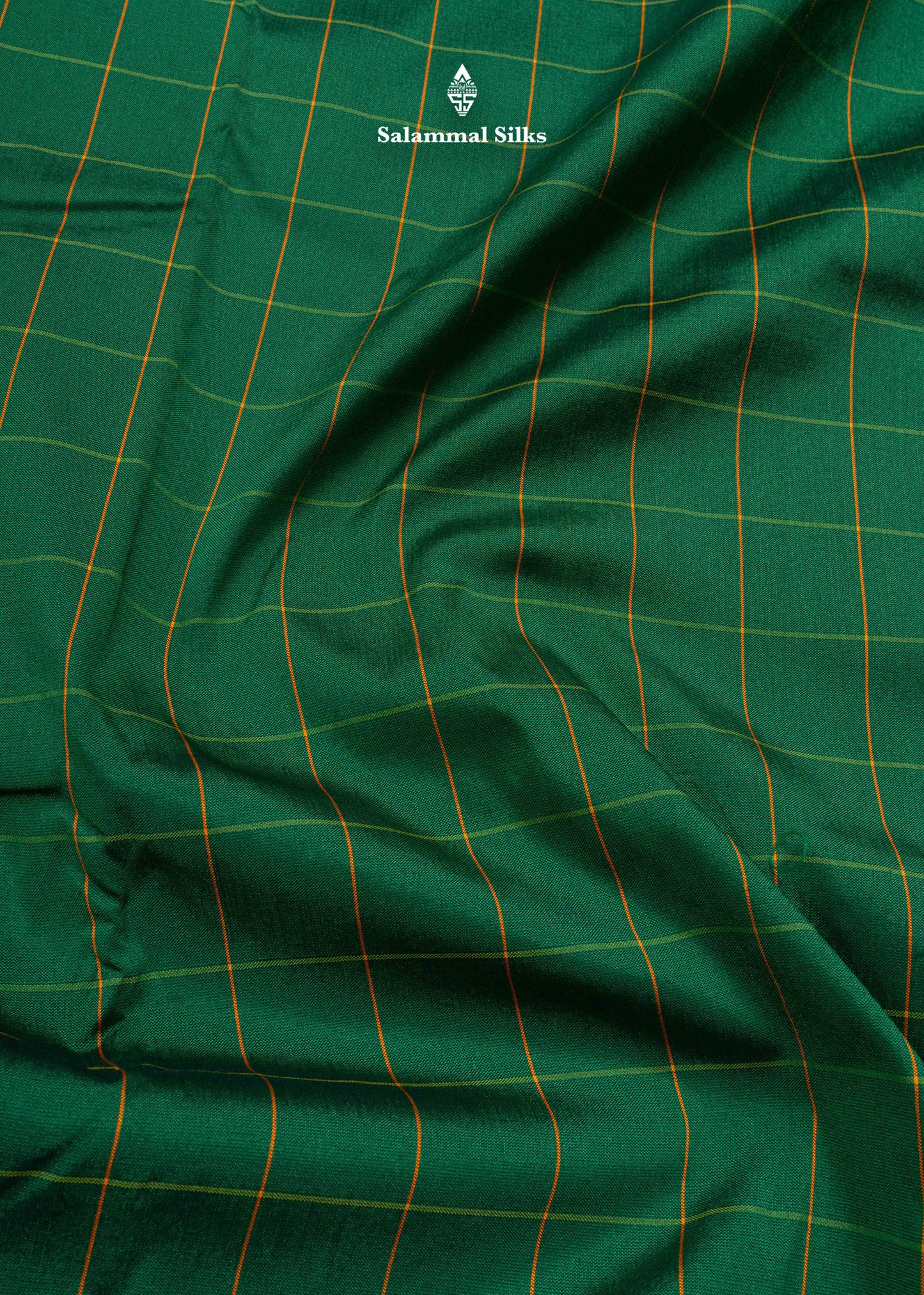 9 Yards Semi Silk Saree Green Colour with Bottle Green Border