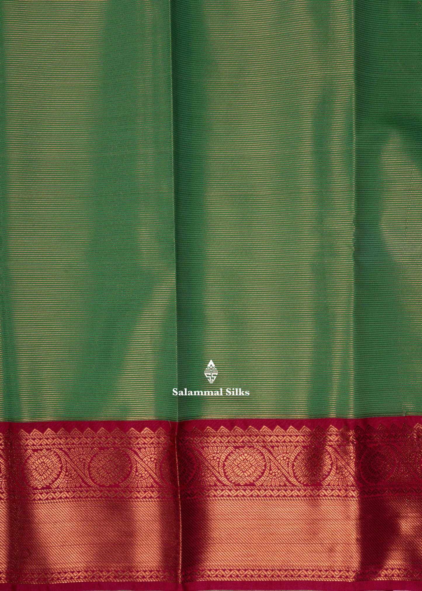Green Colour Vaira Oosi Semi Silk Saree With Pink Border