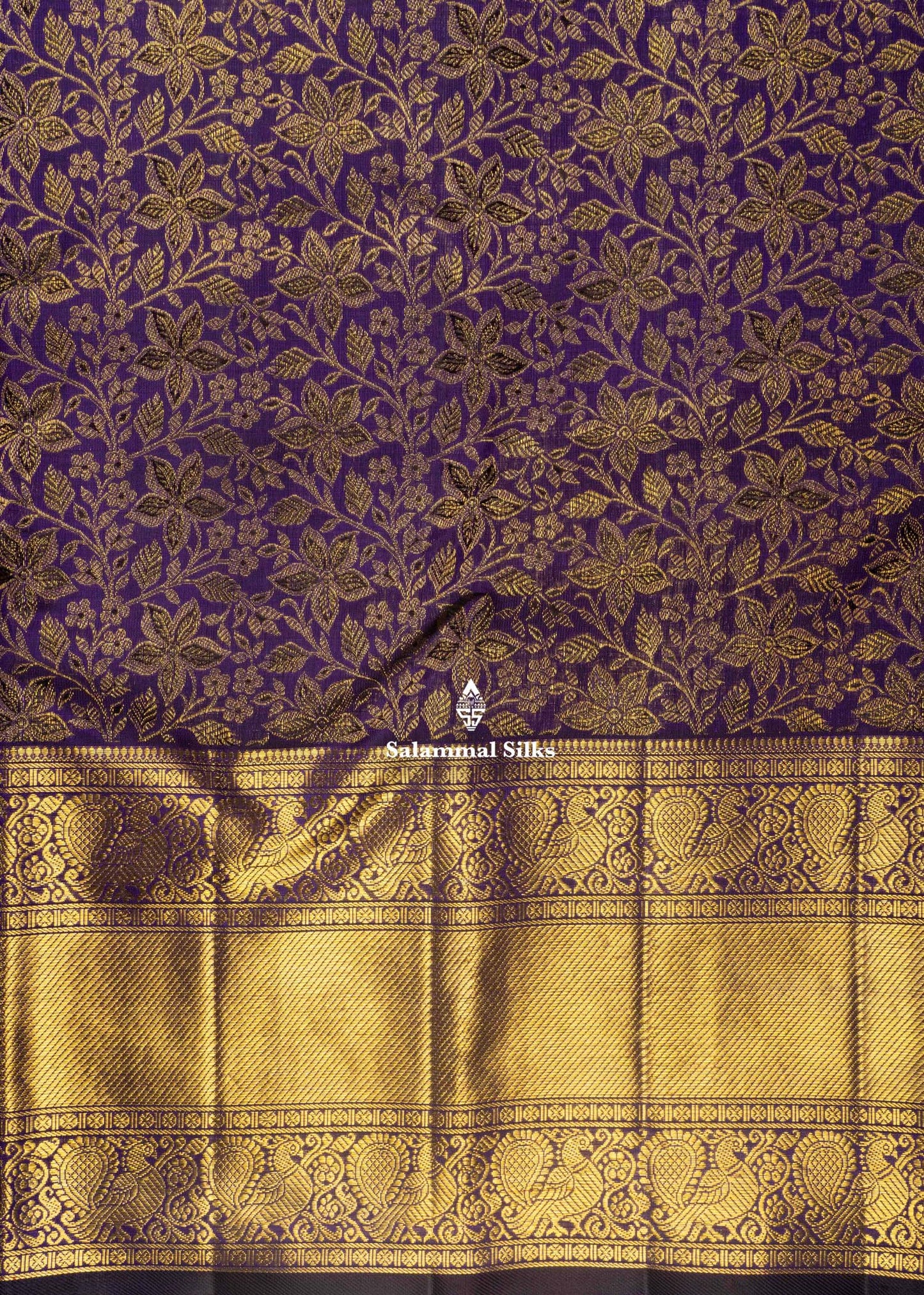 Violet Colour Kanjivaram Pure Silk Saree 3G Zari with Traditional Long Size Border