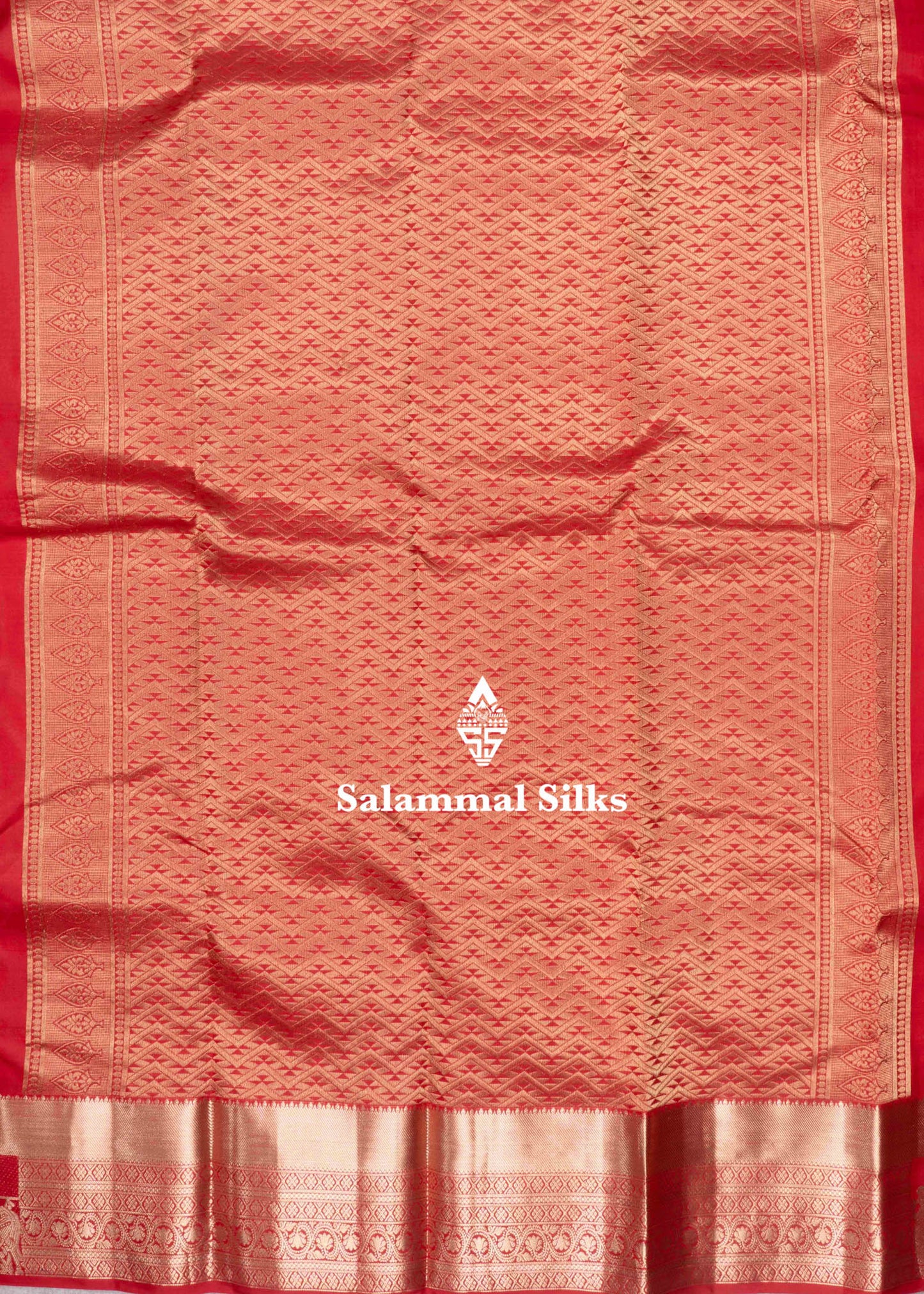 Chilli Red Color Kanjivaram Pure Silk Saree Pallakku Fancy Border & Blouse