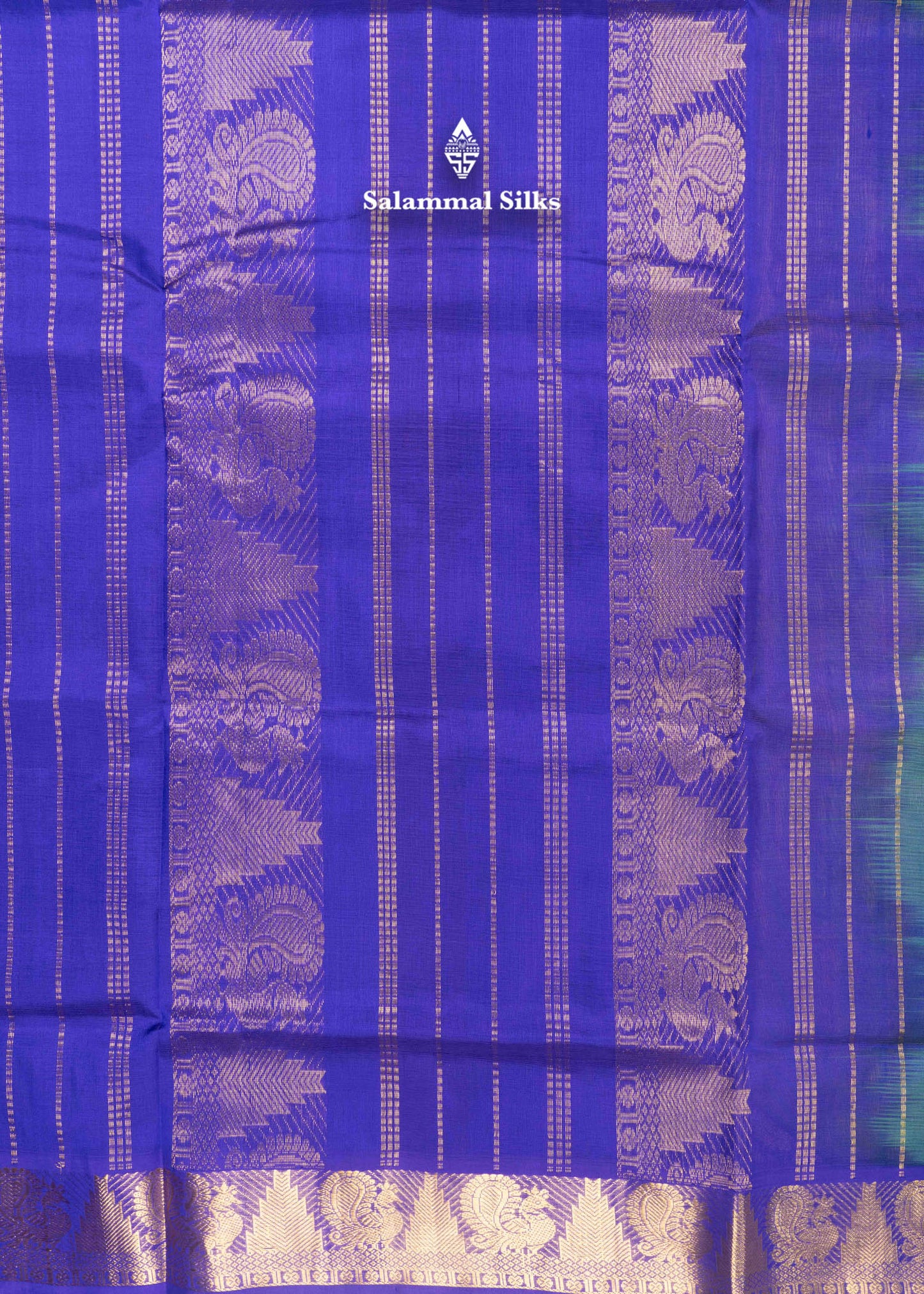 Green Pure Silk Cotton Saree With Olive Violet Blouse
