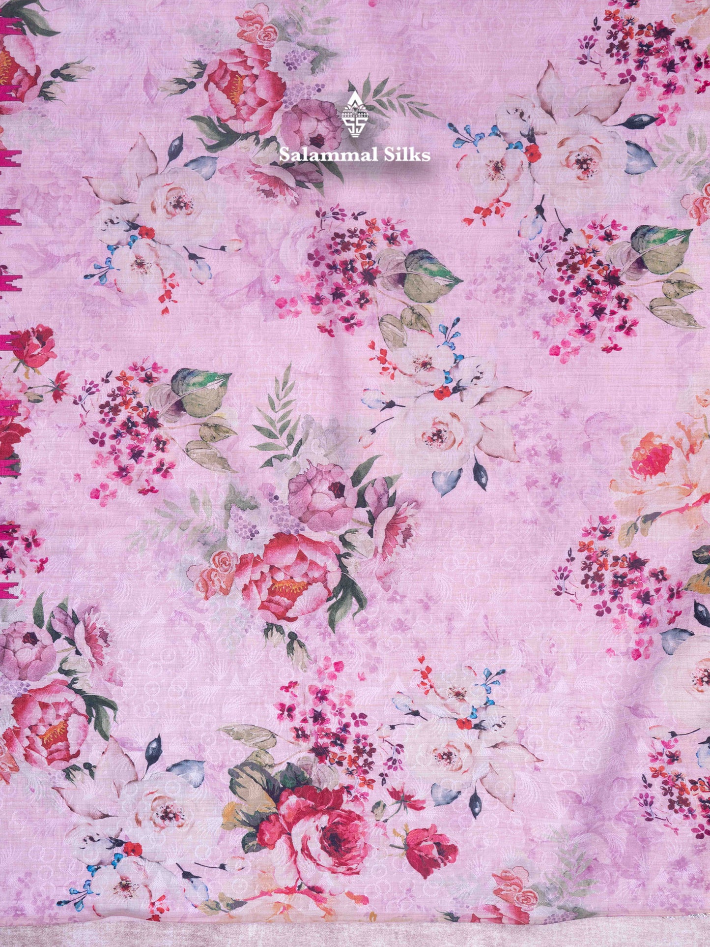 Pink Shade Semi Organza Saree With Floral Border