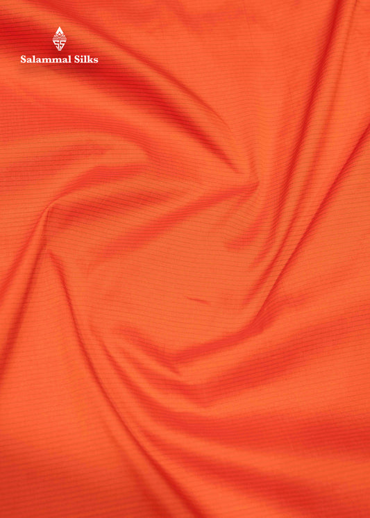 9 Yards Semi Silk Saree Orange Colour with Red Border