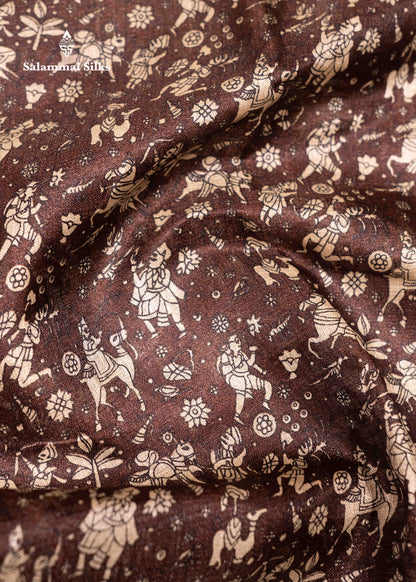 Brown Colour Fancy Semi Tussar Saree With Blouse
