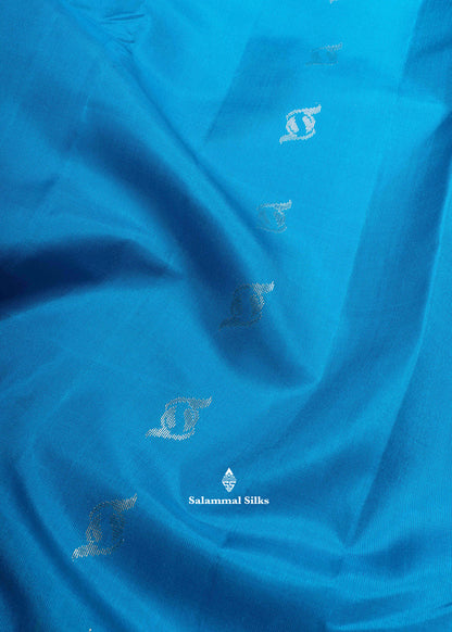 Kanjivaram Blue Fancy Pure Silk Saree With Sea Green Blouse
