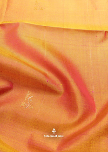 Kanjivaram Mustard Yellow Pure Soft Silk Saree With Pink Blouse