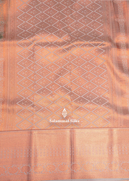 Green Colour Semi Silk Saree With Cream Grey Border