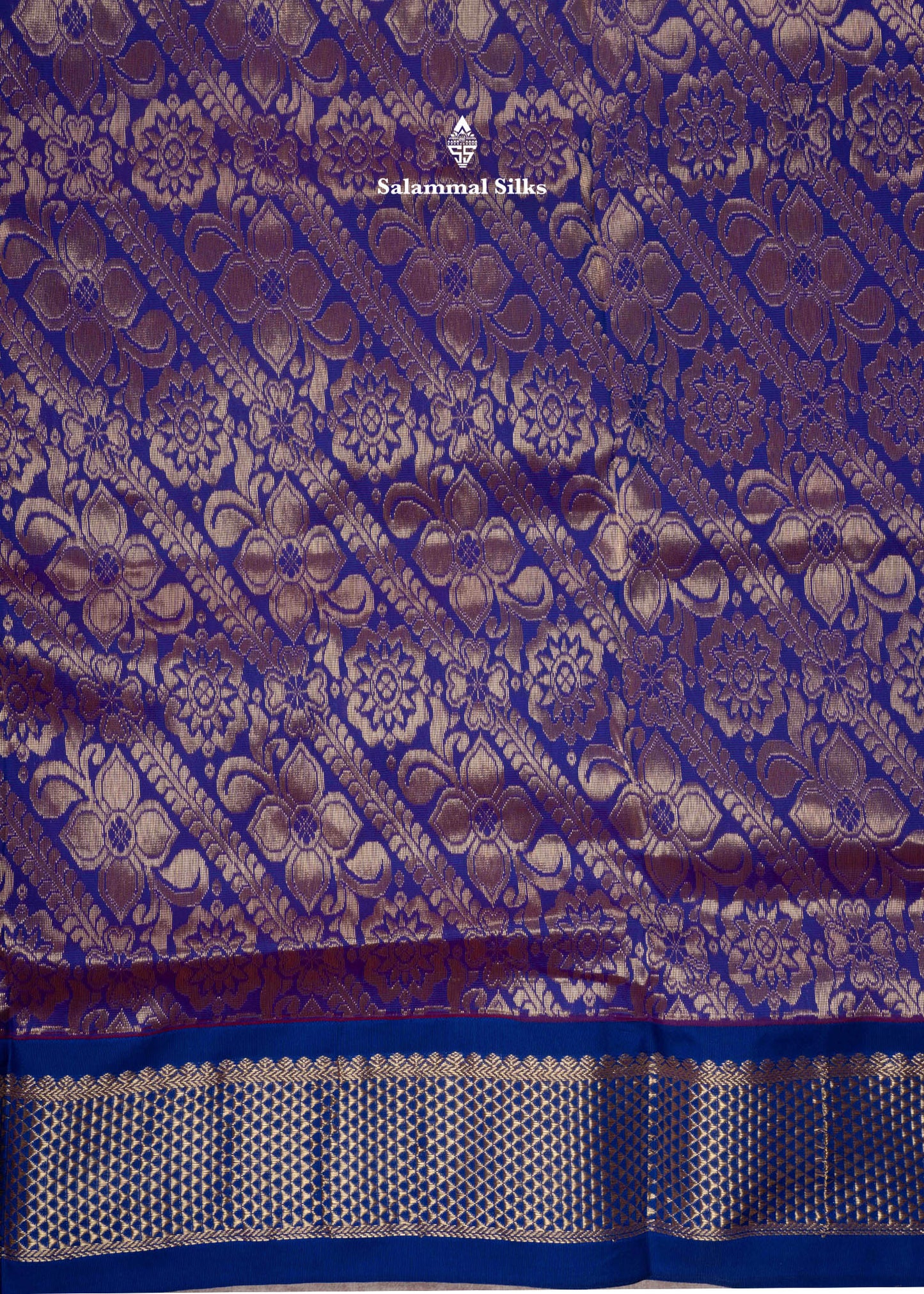 9 Yards Semi Silk Saree Pink Colour with Royal Blue Border