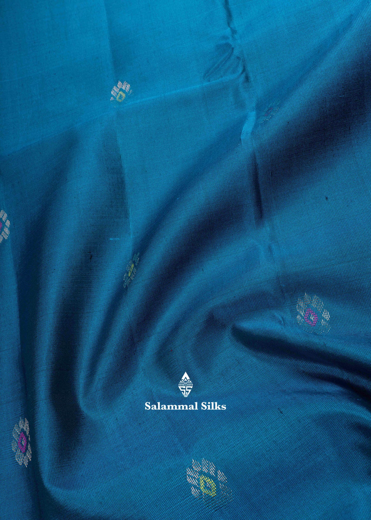 Kanjivaram Peacock Blue Pure Silk Saree With Brown Blouse
