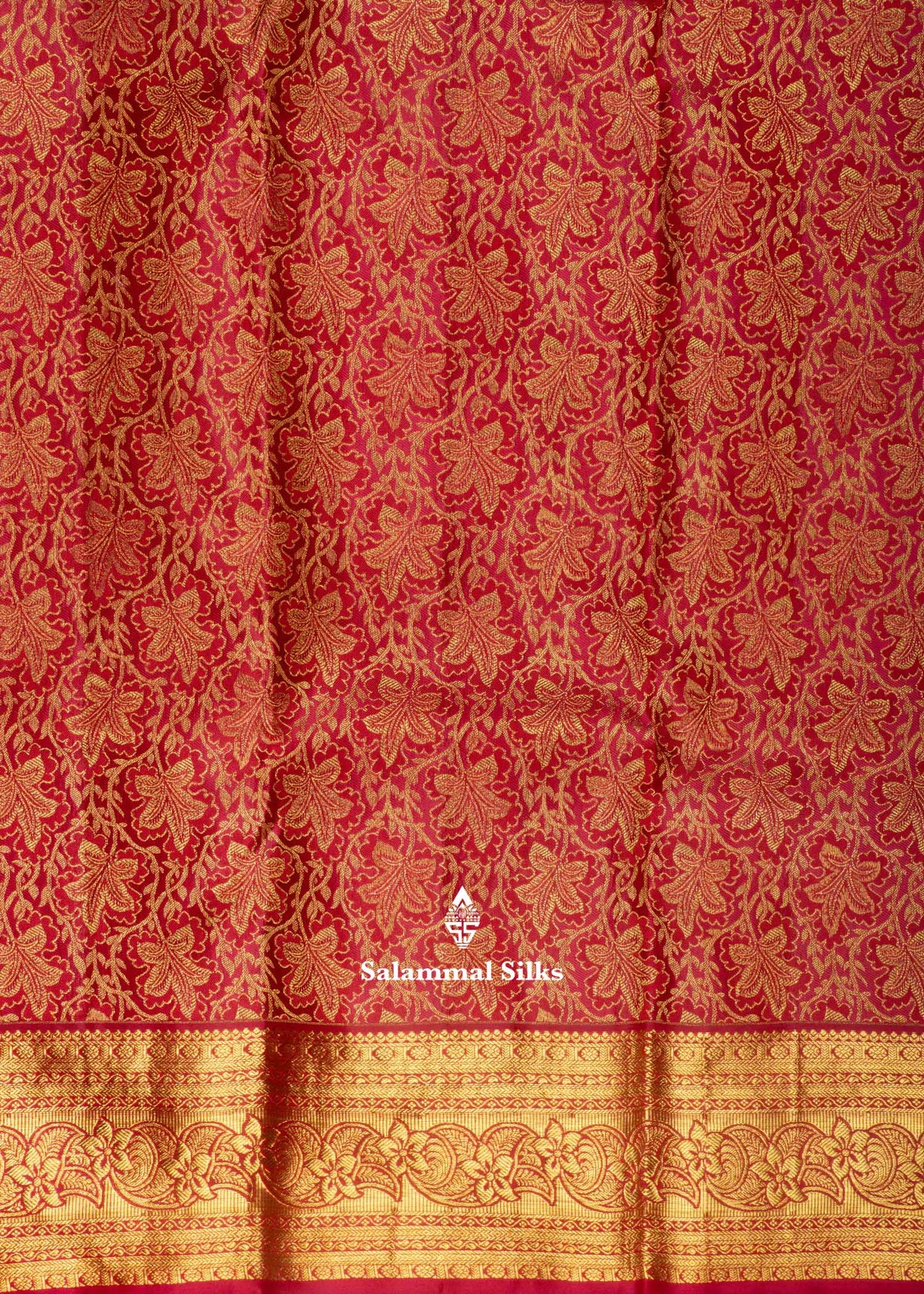 Pure Kanjivaram Red Silk Saree With Gold Zari Border