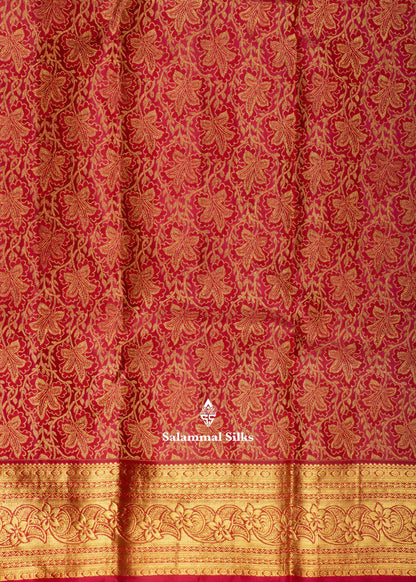 Pure Kanjivaram Red Silk Saree With Gold Zari Border