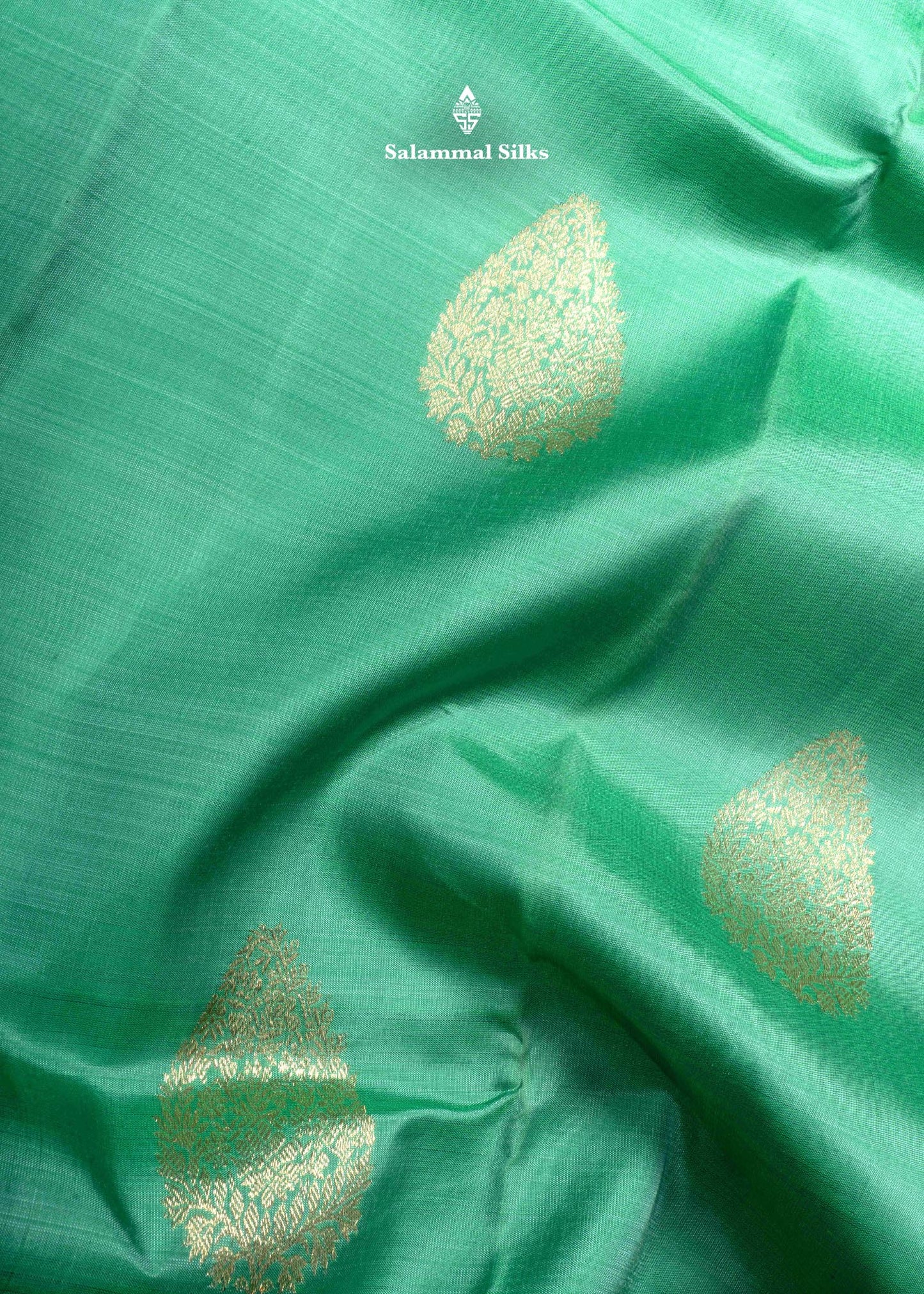 Kanjivaram Saffire Green Pure Silk Saree With Olive Green Blouse