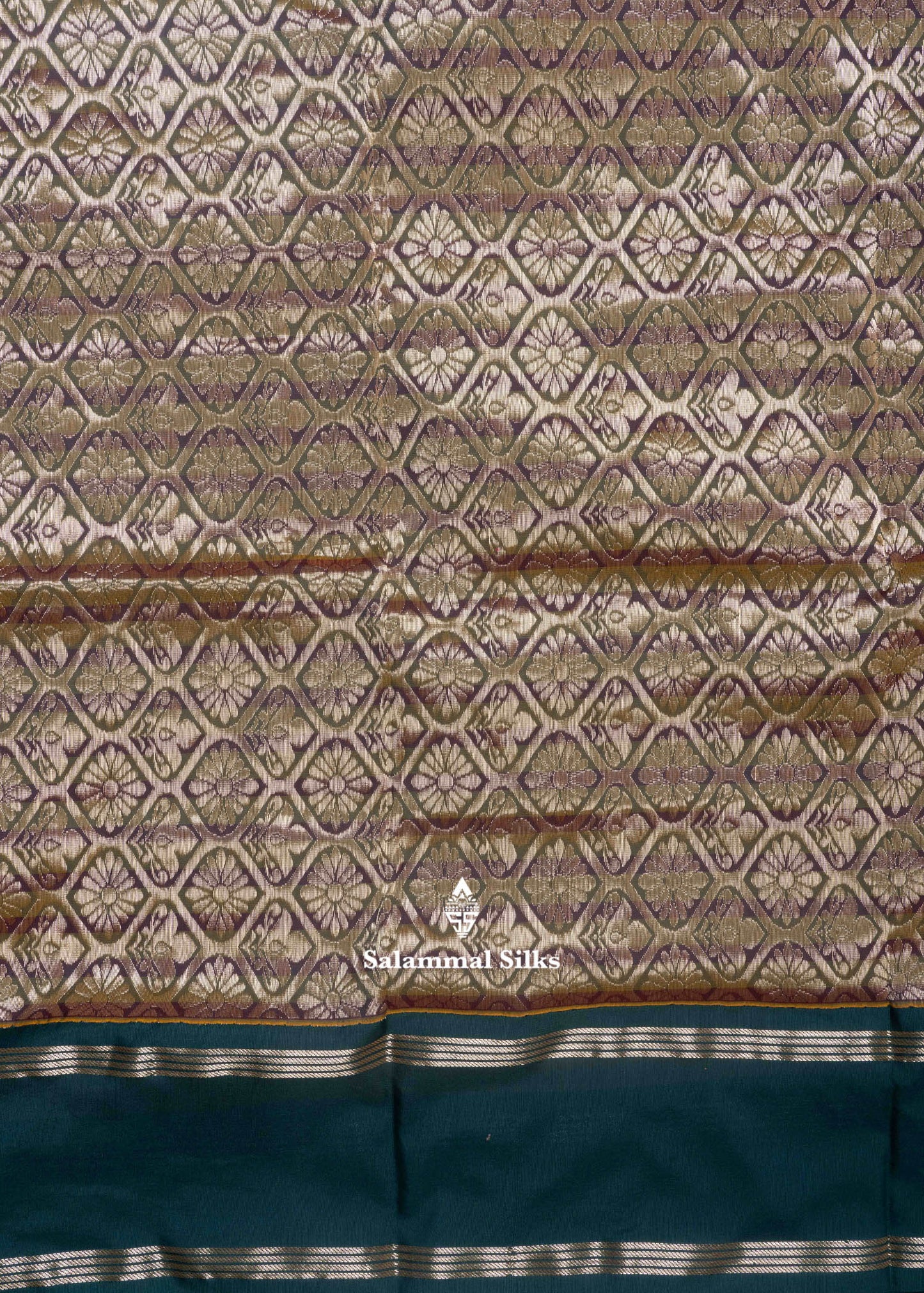 9 Yards Semi Silk Saree Sandal & Light Maroon Colour with Bottle Green Double Border