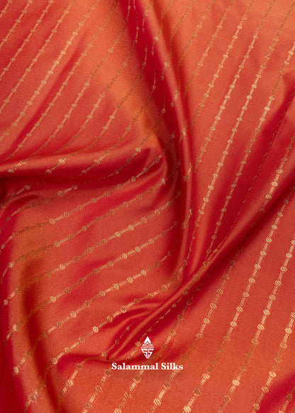 Orange Colour Semi Silk Saree With Violet Copper Zari Border