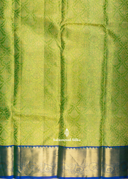 Kanjivaram Parrot Green Silk Saree With Grand Blouse