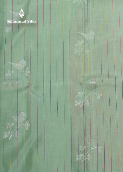 Cream Green Kanjivaram Fancy Pure Silk Saree With Designer Baby Pink Blouse