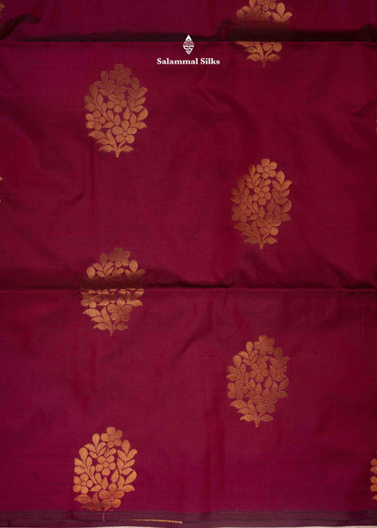 Maroon Colour Semi Soft Silk Saree With Royal Blue Blouse