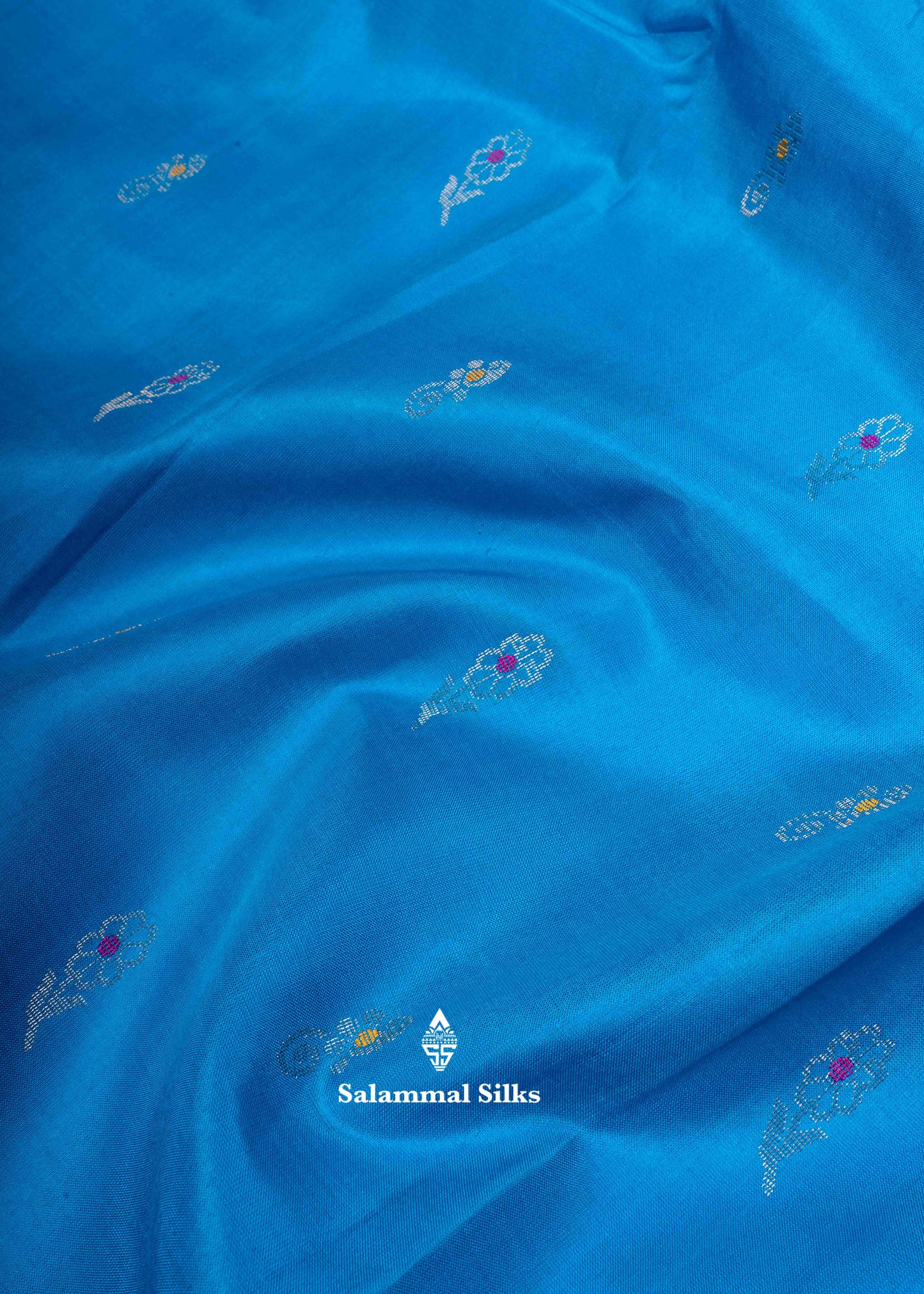 Kanjivaram Light Ramar Blue Pure Silk Saree With Olive Blue Blouse