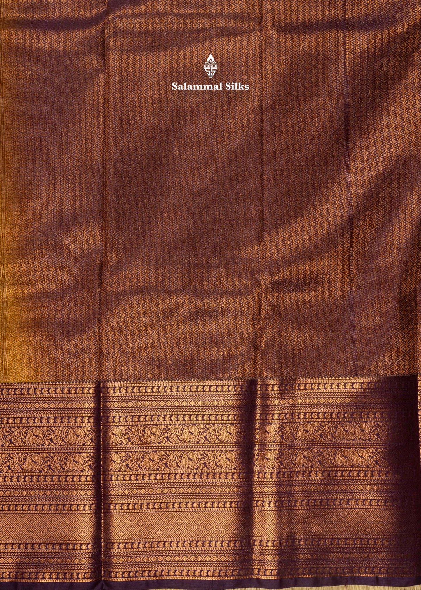 Navy Blue Semi Silk Saree With Copper Zari Traditional Long Size Border