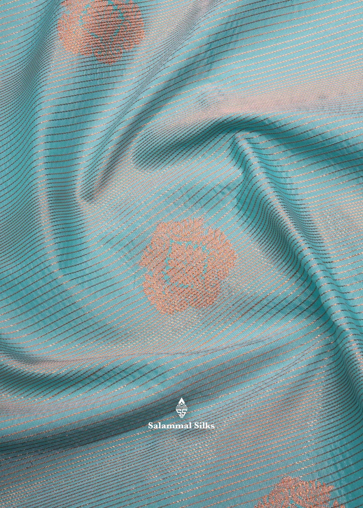 Light Blue Alai Vaira Oosi Semi Silk Saree With Pink Border