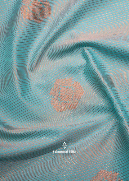 Light Blue Alai Vaira Oosi Semi Silk Saree With Pink Border