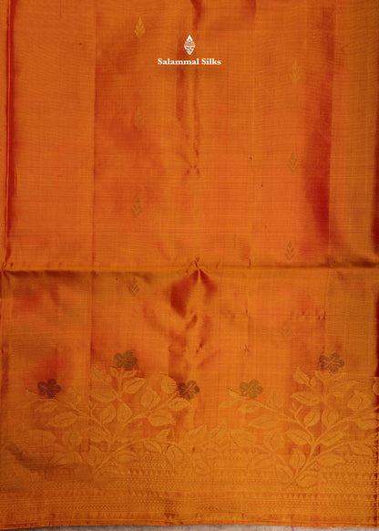 Pure Kanjivaram Orange Colour Soft Silk Saree With Fancy Border