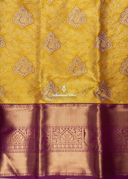 Gold Colour Tissue Semi Silk Saree With Vadamalli Border