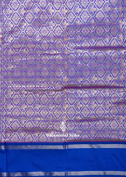 9 Yards Semi Silk Saree Brown & Maroon Colour with Royal Blue Double Border