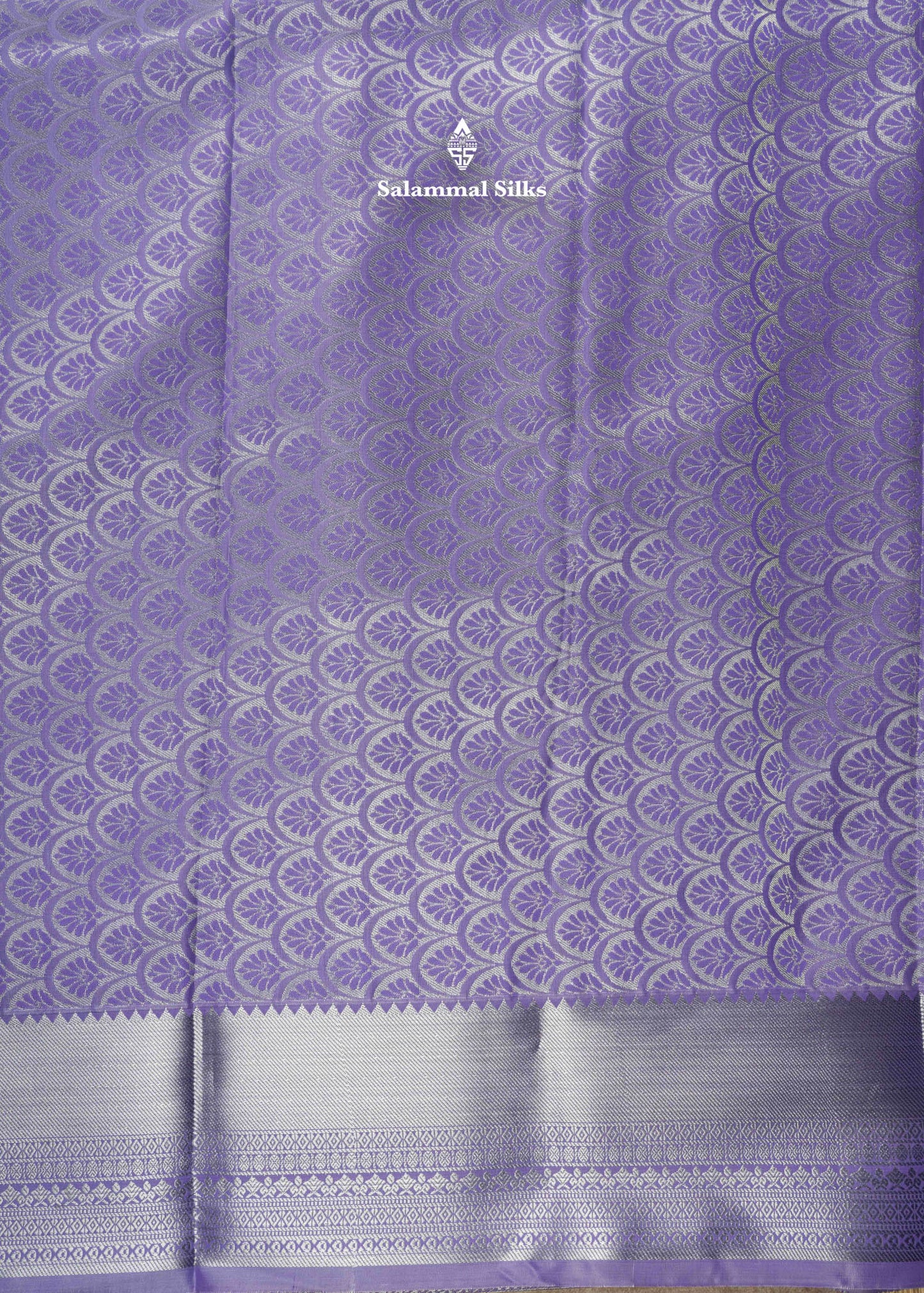 Lavender Bridal Semi Silk Saree With Silver Zari Border