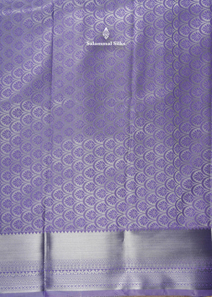 Lavender Bridal Semi Silk Saree With Silver Zari Border